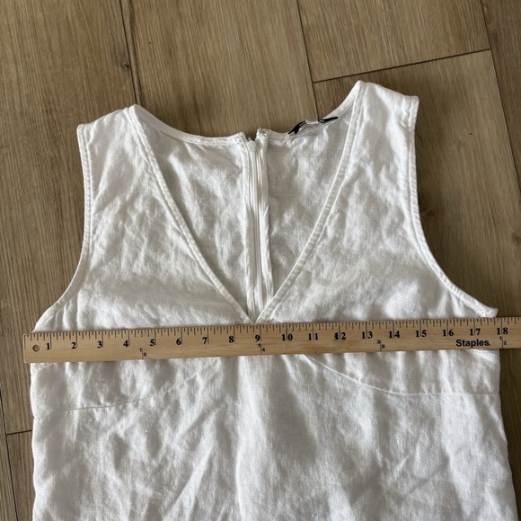 Madewell The Ariana V-Neck Mini Dress Eyelet White Linen Size Medium M Back Zip - Picture 5 of 7